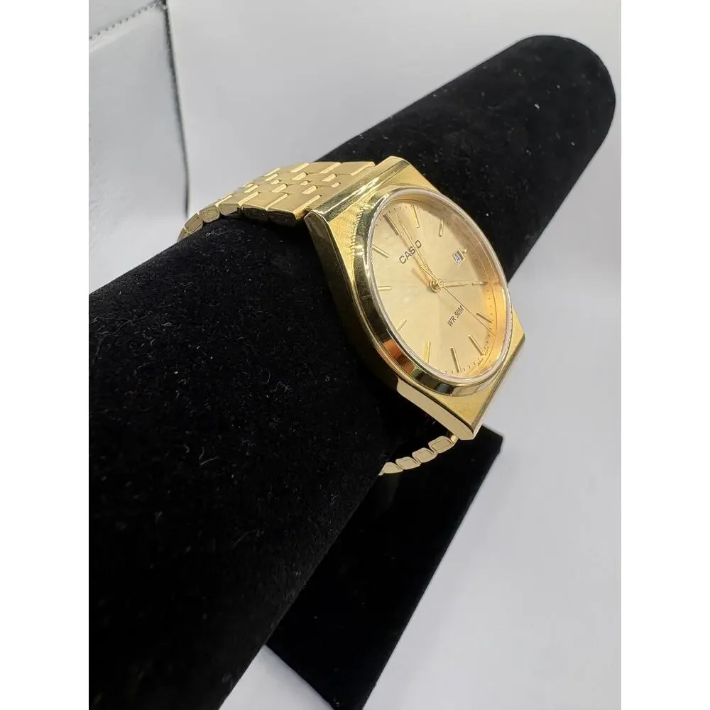 Casio Mtp-B145Gc-9A Men Watch Gold-Tone Champagne Dial Date Jubilee Gold